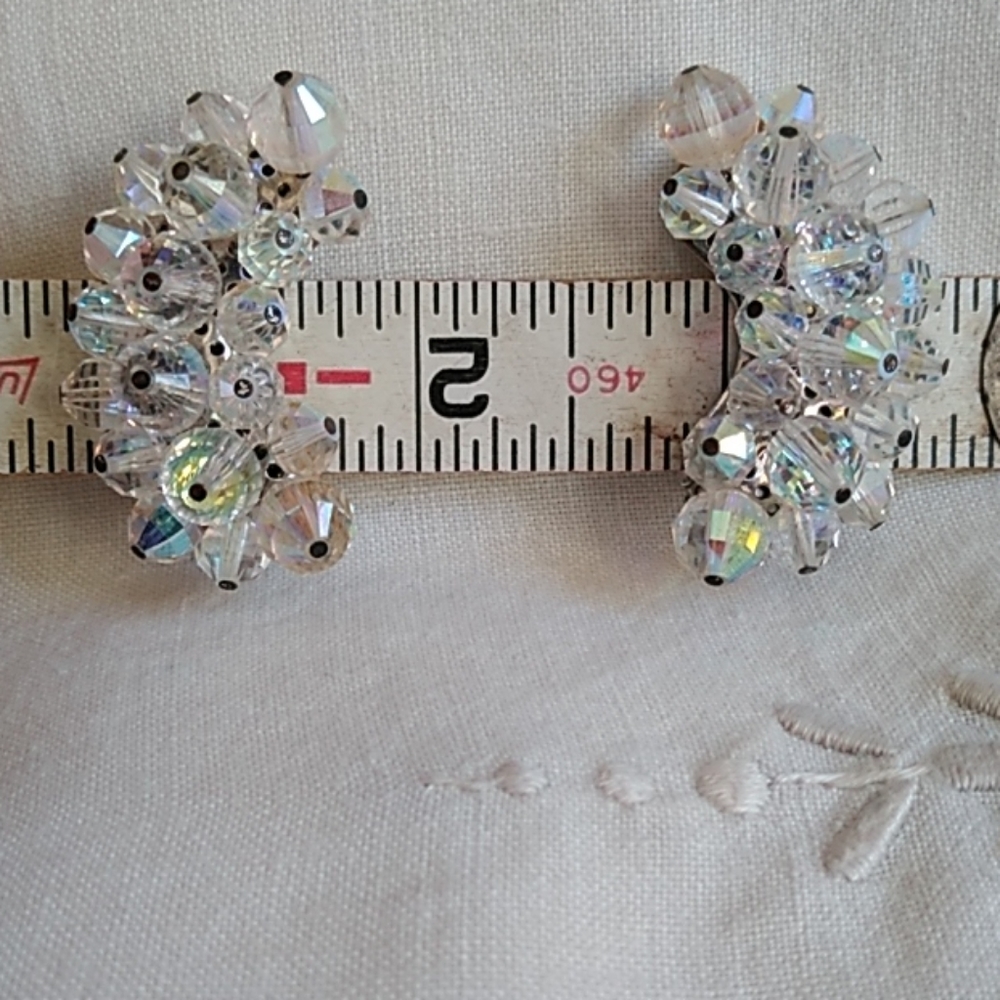 Vintage Iridesent Cresant Clip On Earrings